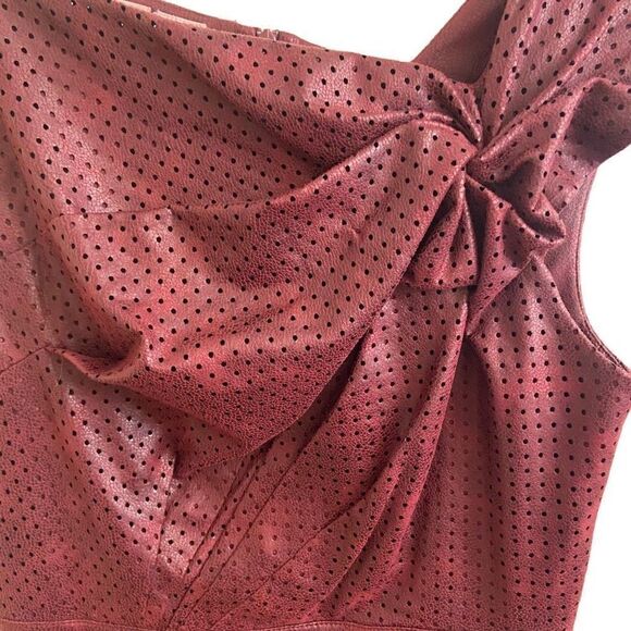 Byron Lars Beauty Mark Perforated Faux Leather Midi Dress Size 6 - Picture 4 of 5